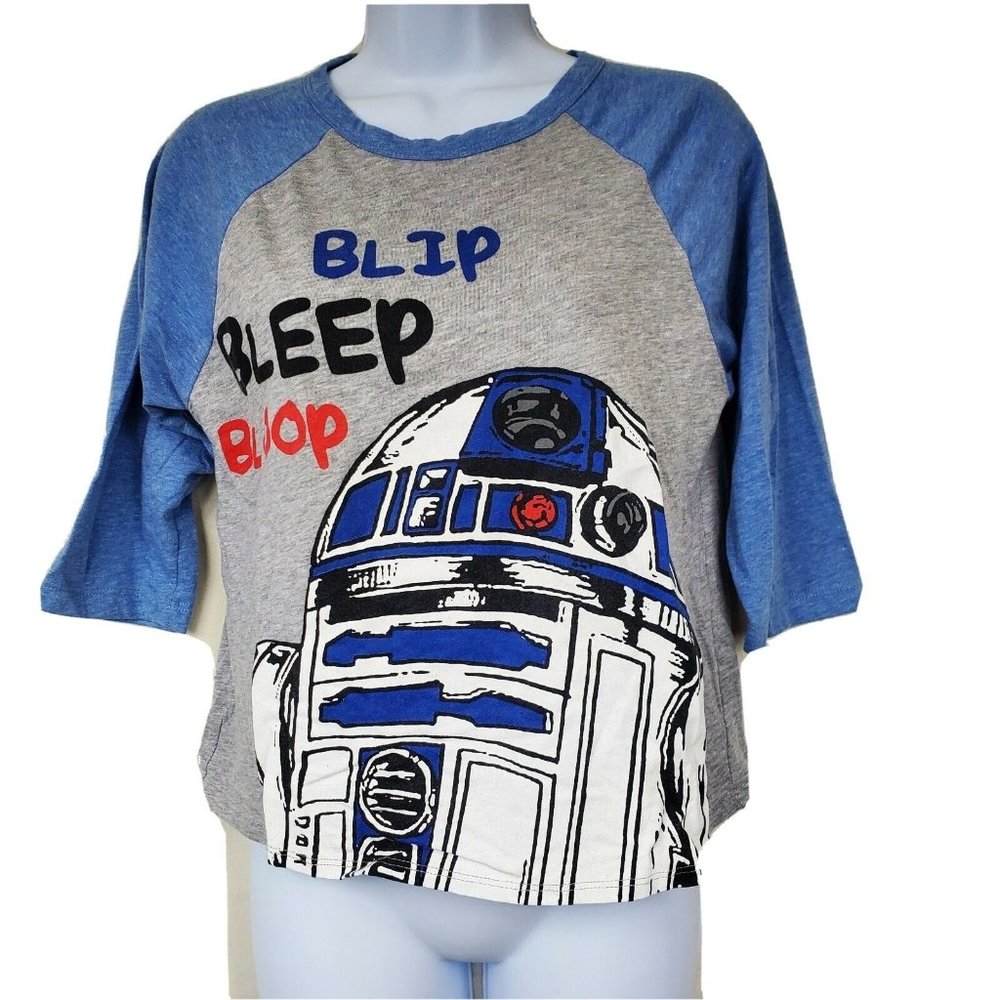 Star Wars Womens Blip Bleep Bloop R2D2 Raglan Sleeve Tshirt Size S